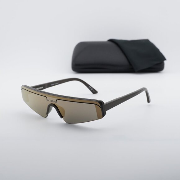 Balenciaga BB0003S 012 Shield Sunglasses - Brown/Bronze Mirror
